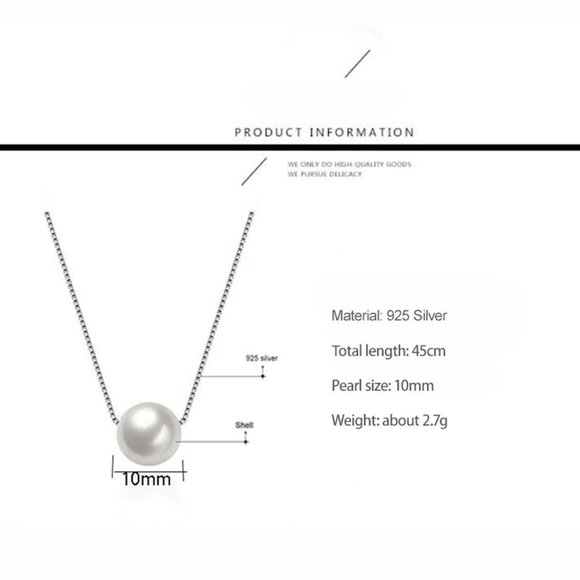 NEW 925 Sterling Silver Simple Pearl Necklace - Picture 8 of 8